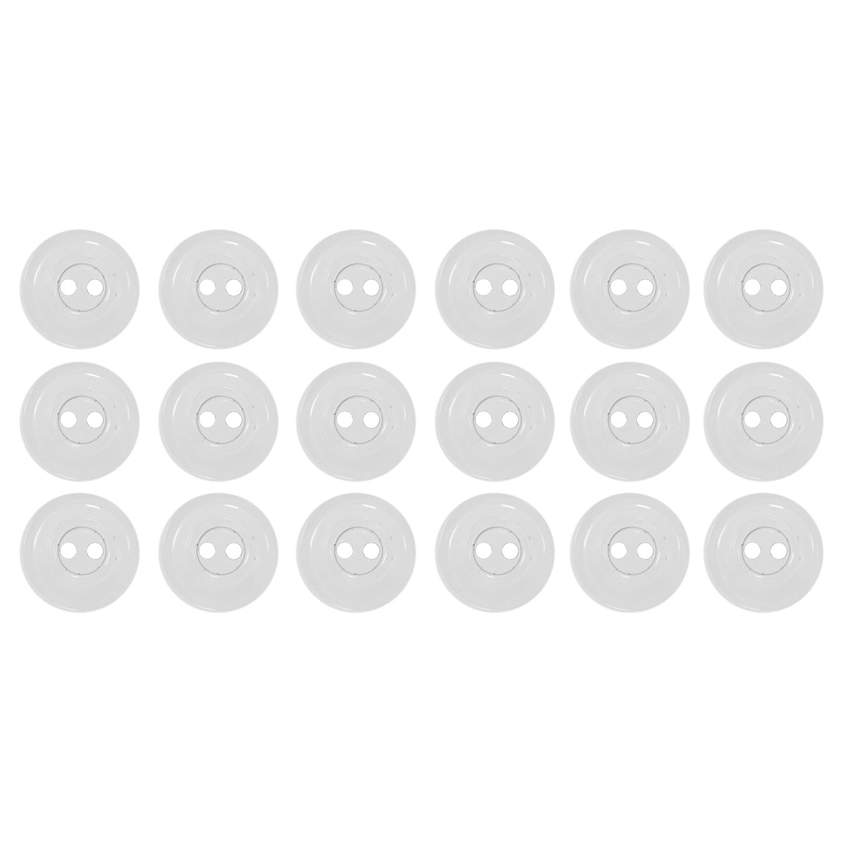 Nahaufnahme Wäscheknopf 15 mm in Transparent von VENO – Detail der Kunststoffoberfläche und 2-Loch-Befestigung